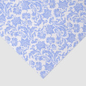 Papier Mousseline Poudre Damas Florales Bleues Et Blancs (Détail)
