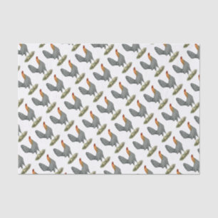 Papier Mousseline Poule de Combat Bleu Rouge