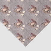 Papier Mousseline Poule de mère et aquarelle de poussins (Détail)