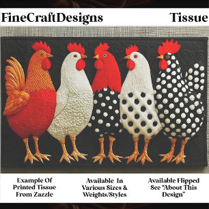 Papier Mousseline Poules et Coqs Country Fun Brodé EN2R Découpage