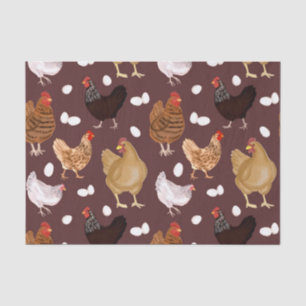 Papier Mousseline Poulet Brown et Motif des oeufs