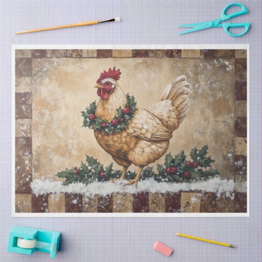 Papier Mousseline Poulet de Noël primitif (Artisanat)