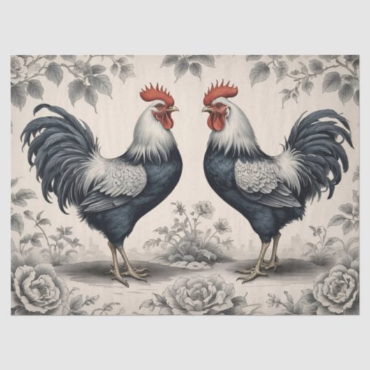 Papier Mousseline Poulet Floral (Recto)