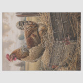 Papier Mousseline Poulet rouge rustique et découpage de nid (Recto)