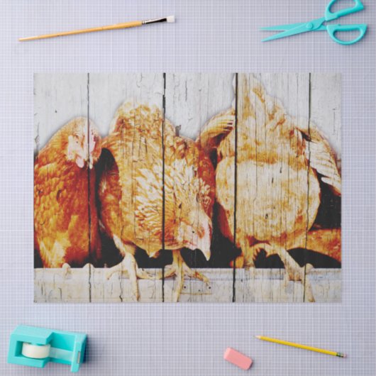 Papier Mousseline Poulets (Artisanat)