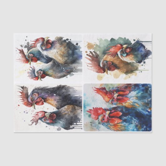 Papier Mousseline Poulets d'aquarelle (Recto)