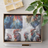 Papier Mousseline Poulets d'aquarelle (Cadeau)