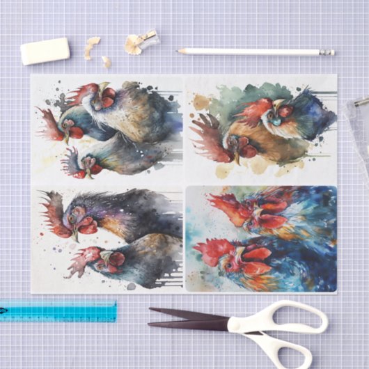 Papier Mousseline Poulets d'aquarelle (Artisanat)