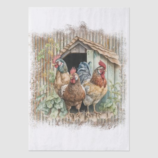 Papier Mousseline Poulets de la ferme de printemps (Recto)