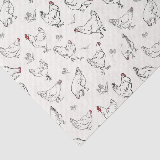 Papier Mousseline Poulets en encre (Détail)