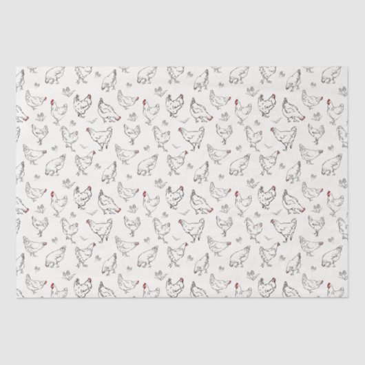 Papier Mousseline Poulets en encre (Recto)