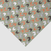 Papier Mousseline Poulets et coqs de pays sur le vert (Détail)