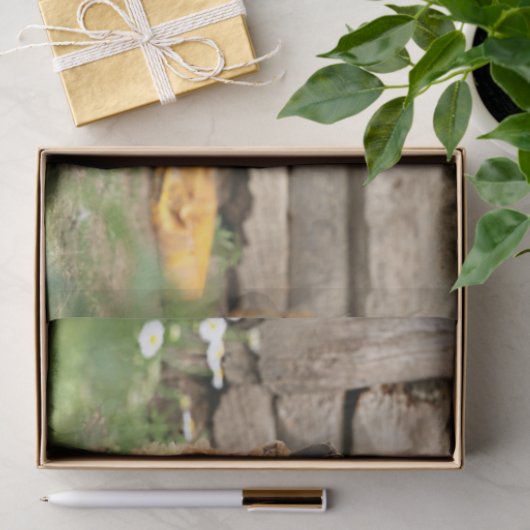 Papier Mousseline Poulets et fleurs blanches  (Cadeau)