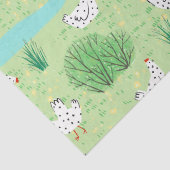 Papier Mousseline Poulets mignons blancs de prairie verte poules de  (Détail)