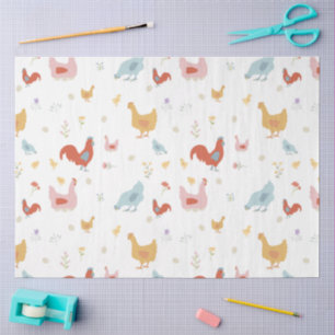 Papier Mousseline Poulets Mignons Poules et Poussins