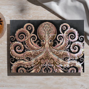Papier Mousseline Poulpe Steampunk Kraken Orné Or Doré Noir