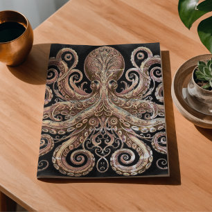 Papier Mousseline Poulpe Steampunk Kraken Orné Or Noir