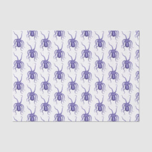 Papier Mousseline Poulpe stylisé vintage aux bras écartés #2 Bleu