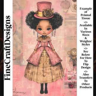 Papier Mousseline Poupée Afro-Américaine Chic, Découpage Rose AM9