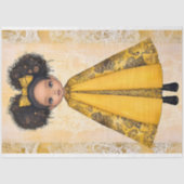Papier Mousseline Poupée Afro-Américaine Mignonne, Découpage Jaune A (Recto)
