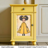 Papier Mousseline Poupée Afro-Américaine Mignonne, Découpage Jaune A