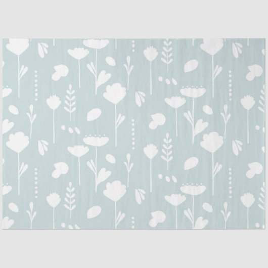 Papier Mousseline Pouponnière moderne Fleur sauvage Floral bleu n bl (Recto)