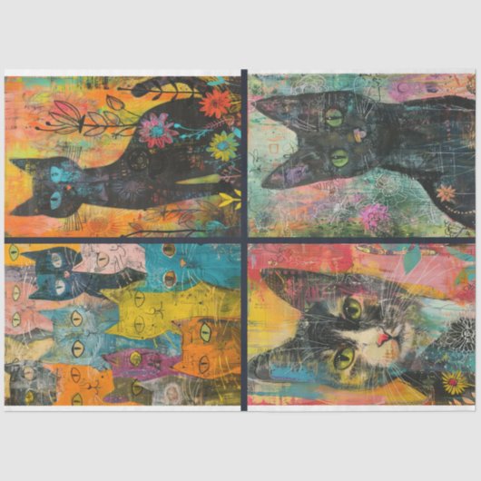 Papier Mousseline Pour l'artiste Chat Thème Junk Journal Arrière - p (Recto)