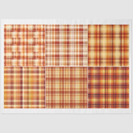 Papier Mousseline Pour les artistes automne thème Orange Brown Plaid (Recto)
