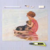 Papier Mousseline Pour les enfants petite fille avec chiot Découpage (Artisanat)