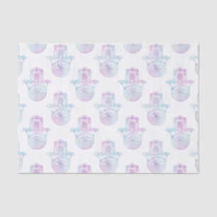 Papier Mousseline Pourpre et bleu de motif de main de Hamsa