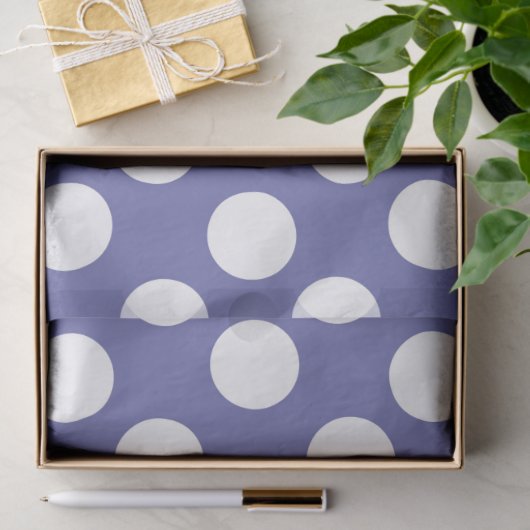 Papier Mousseline pourpre perwinkle blanc pois (Cadeau)