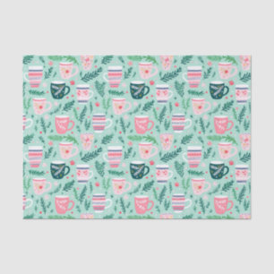 Papier Mousseline Poussettes de Noël rose et vert
