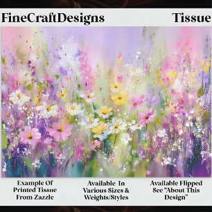 Papier Mousseline Prairie printanière de fleurs sauvages vibrantes D