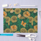 Papier Mousseline Pré de Dandelion sur vert foncé (Artisanat)