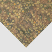 Papier Mousseline Pré doré, abstrait fleuri, vert olive jaune (Détail)