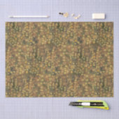 Papier Mousseline Pré doré, abstrait fleuri, vert olive jaune (Artisanat)