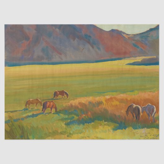 Papier Mousseline Pré et Chevaux par Maynard Dixon (Recto)