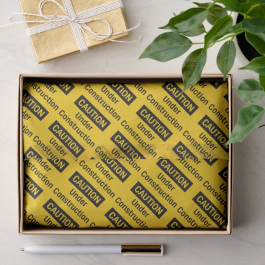 Papier Mousseline PRÉCAUTION en construction (Cadeau)