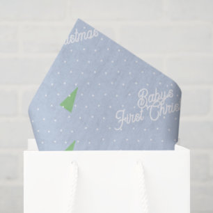 Papier Mousseline Premier arbre d'hiver de Noël du bébé Pois bleus