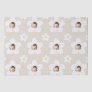Papier Mousseline Première anniversaire marguerite boho rétro terrac