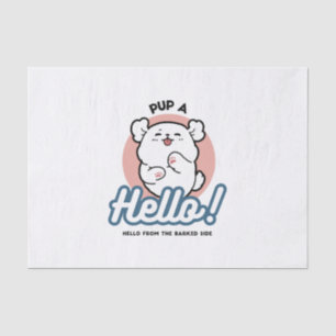 Papier Mousseline Prends un bonjour ! - Joyeux dessin de chien blanc