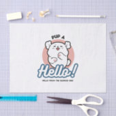 Papier Mousseline Prends un bonjour ! - Joyeux dessin de chien blanc (Artisanat)