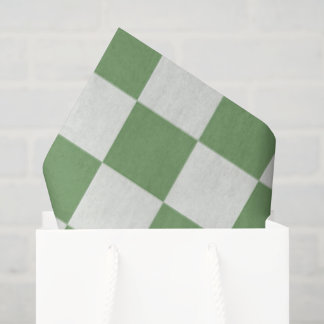 Papier Mousseline Preppy Checkerboard Green White Mod Retro