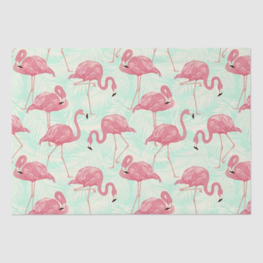 Papier Mousseline Preppy Chic Elegant Pink Flamingo Motif (Recto)