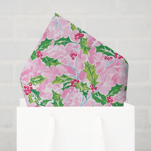 Papier Mousseline Preppy Palm Beach Christmas Holly (Sac cadeau)