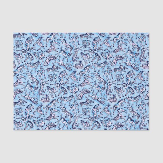 Papier Mousseline Preppy Palm Beach Imprimer Blue Zebras (Recto)