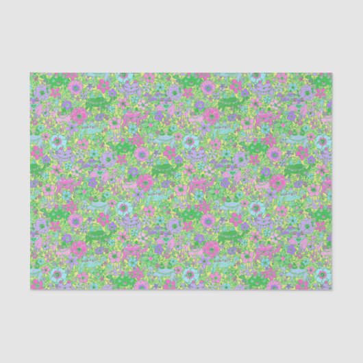 Papier Mousseline Preppy Palm Beach Imprimer Camels rose et vert (Recto)