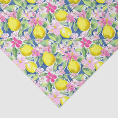 Papier Mousseline Preppy Palm Beach Imprimer Citrons bleu et jaune (Détail)