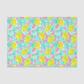 Papier Mousseline Preppy Palm Beach Imprimer Citrons rose et jaune (Recto)