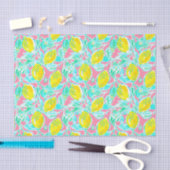 Papier Mousseline Preppy Palm Beach Imprimer Citrons rose et jaune (Artisanat)